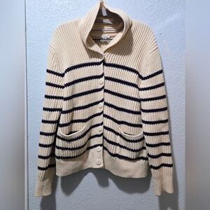 GAP Cream and Black Striped Cardigan